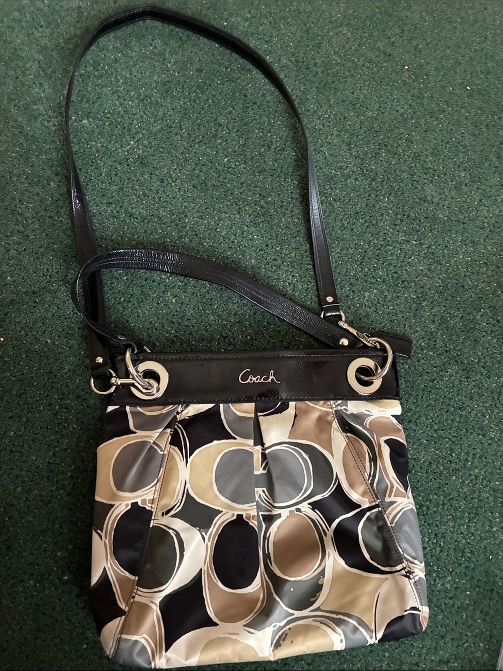 Coach Ashley Geometic Optic Signature C Sateen Scarf Print Shoulder Bag